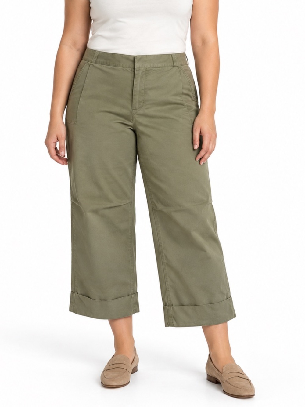 Victoria’s Secret Moda International Olive Wide Leg Crop Pants 10